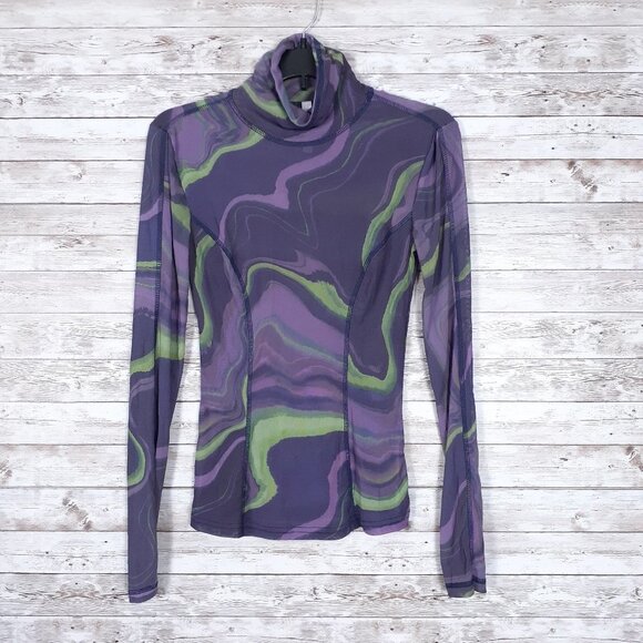 Fabletics Mesh Workout Top S Athletic Turtleneck Sheer 893 - Picture 1 of 5
